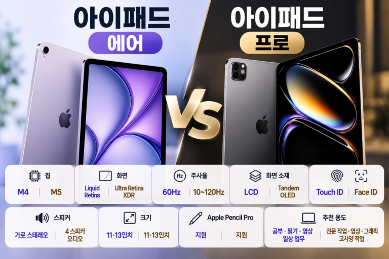 아이패드 에어 vs 프로 차이 총정리, 어떤 사람에게 무엇이 맞을까?
